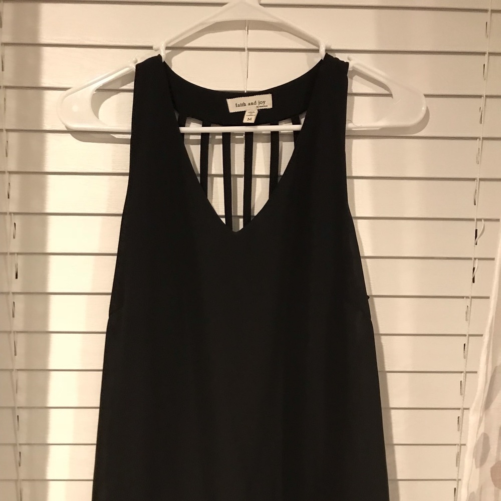 Black Open Back Tank Top